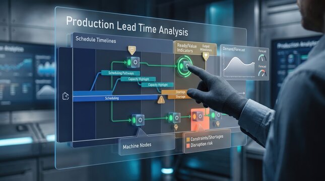 Production Planning - Production Lead Time Analysis Virtual Manufacturing Planning Interface
