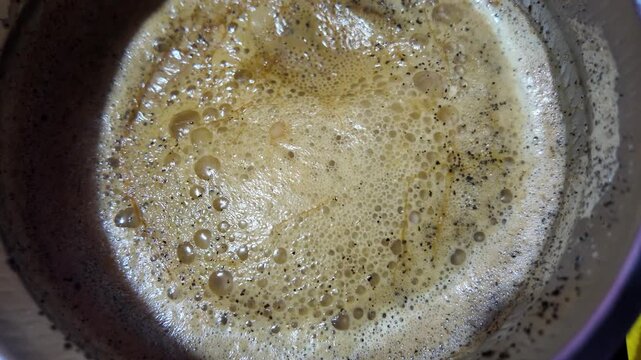 Hot Milk Tea Preparation with Boiling Foam Detail