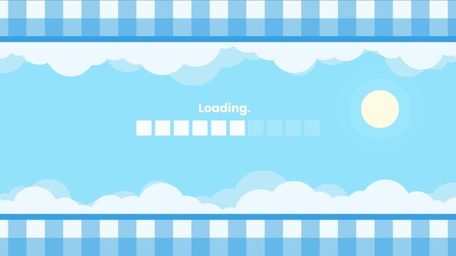 Bright Blue Sky Loading Progress Bar Animation with Floating Clouds and Shining Sun Prores 4K 60 fps