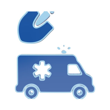 Ambulance vehicle with magnet icon symbolizing medical and attraction concept isolated on transparent background