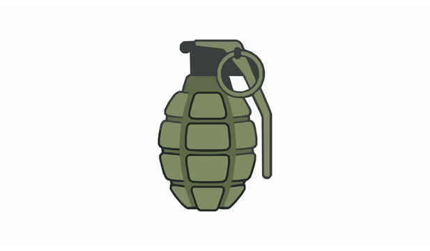 Military hand grenade explosive weapon vector graphic element isolated on white background for defense safety design illustration
