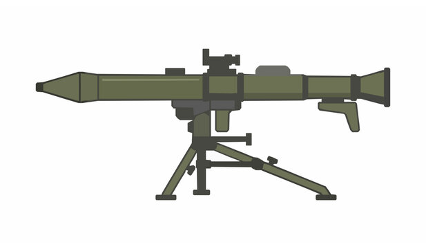 Military anti tank missile launcher tripod rifle weapon element isolated on white background vector graphic illustration design