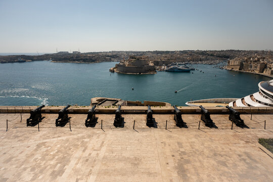 Saluting Battery cannons overlooking the Grand Harbour