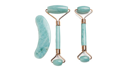 Jade face roller and beauty tools isolated on transparent background © Leo