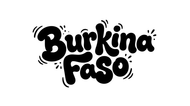Burkina Faso hand drawn bubble lettering typography design isolated on white background