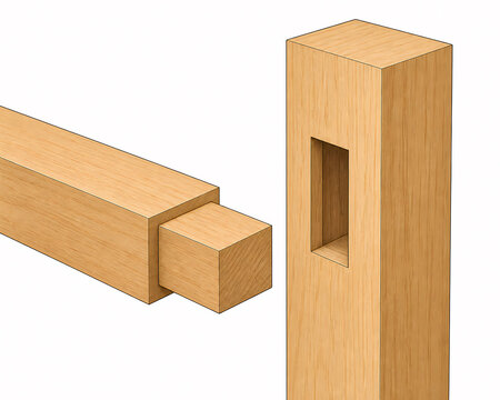 Mortise and tenon joint construction illustration