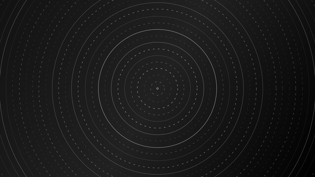 Concentric Circles with Dashed Lines on Black Background