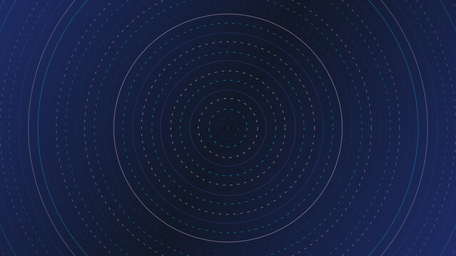 Concentric dashed circles on a dark blue gradient background