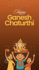 Fototapeta premium Ganesh Chaturthi Brown Illustration Greeting Poster Story