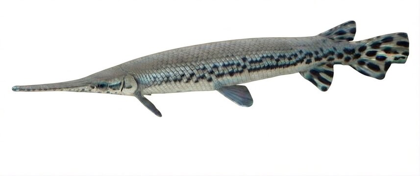 Spotted Gar (Lepisosteus oculatus) Fish Isolated on White Background