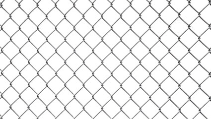Silver metal chain link fence pattern, isolated on transparent background © Florin