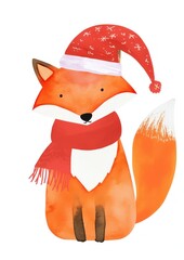 Obraz premium Festive fox in winter attire.