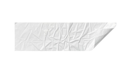 Obraz premium Wrinkled white paper strip with folded corner, isolated on transparent background