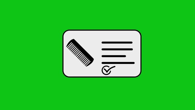 Animation of barber shop appointment booking interface on green screen background.