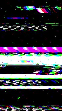 Futuristic vertical VHS glitch transition combining error effects and scanlines