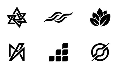 Fototapeta premium Abstract Geometric Icons Set, Modern Minimalist Symbols Collection, Clean Vector Logos for Branding and Design