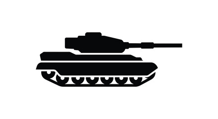 Fototapeta premium Black silhouette of a military tank on a white background