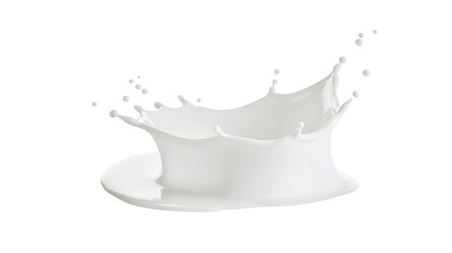White milk splash crown shape, isolated on transparent background