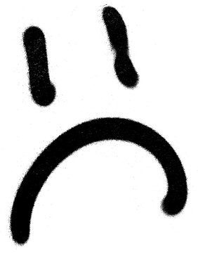 Bold black sad face graffiti illustration