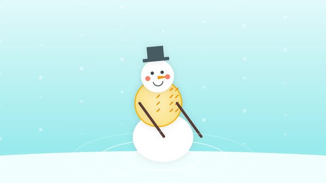 Cute cartoon polar bear waving hand on light blue solid background