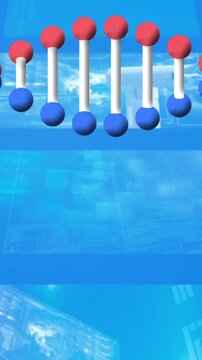 Animation of dna strand spinning over medical data processing