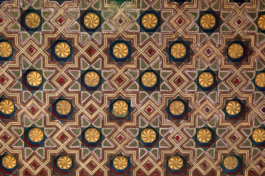 Ceiling ornament in the Alcazar of Seville, Andalusia, Spain