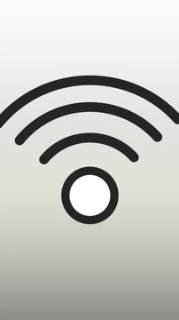 Animation of wifi icon against copy space on grey gradient background