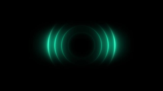 Pulsing neon green radio waves animation, abstract digital signal technology background, seamless loop