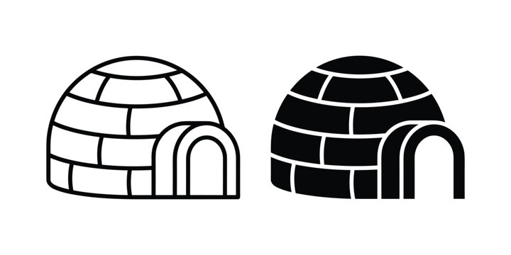 Igloo vector illustration with dome shelter and snow house icons for design