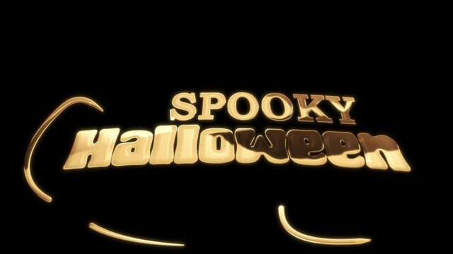 Spooky Halloween 3D Gold Text Reveal Animation with Glowing Light Streaks