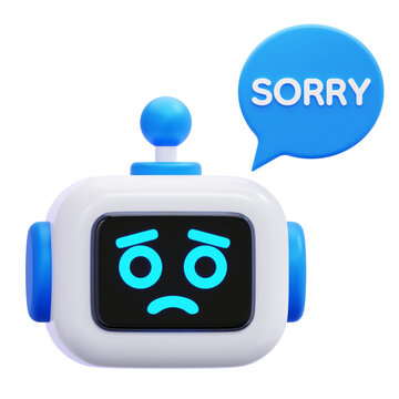 chatbot sorry 3d icon illustration