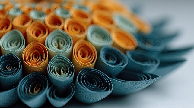 Close-up of a paper quilling art piece