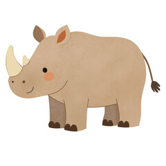 Cute Rhinoceros Cartoon Wildlife Illustration © Nuriqra