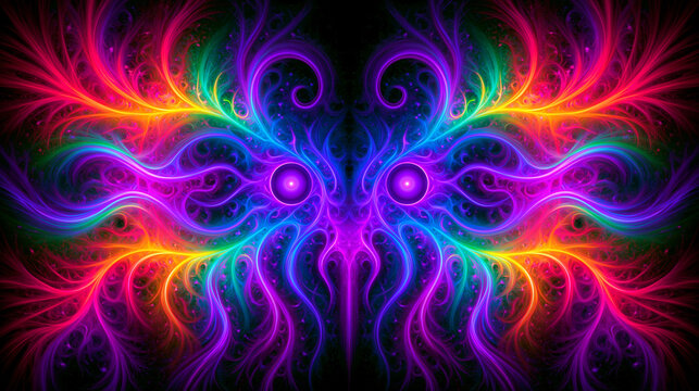 Acid nightmare pareidolia artwork with hidden faces and psychedelic surreal illusions