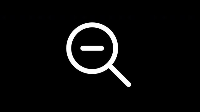 Zoom Out Magnifying Glass Search Symbol Motion Graphic On Black
