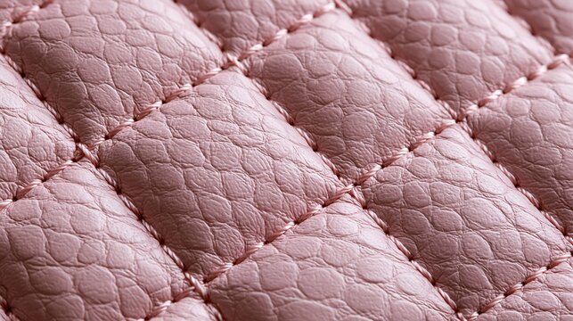 Close up of pink quilted leather with snake skin scale pattern texture