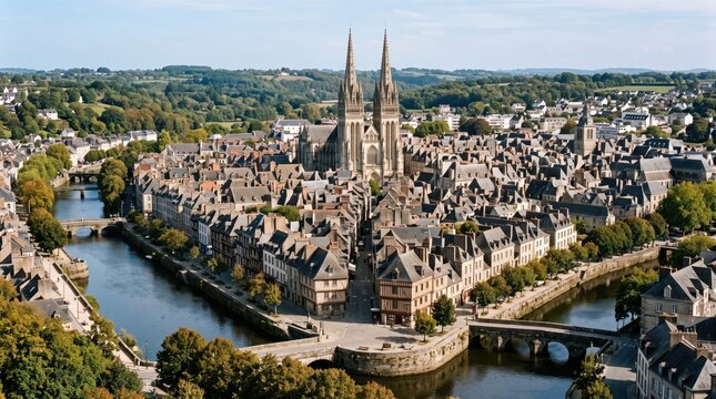 France Quimper Cathedral Town Scenery