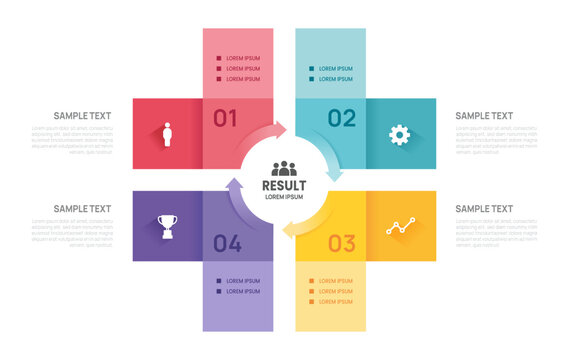 Venn diagram infographic chart template for business 4 parts options, presentation with venn diagram elements vector illustration.
