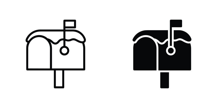 Snow covered mailbox vector illustration featuring winter postal icons