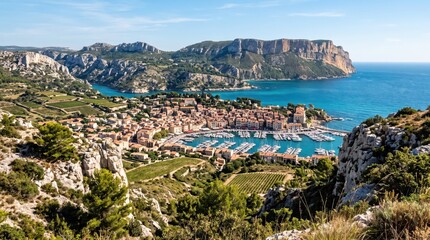 Obraz premium France Cassis Coastal Town Panorama