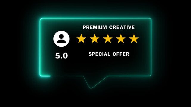PREMIUM Creative Satisfaction Feedback Survey black background.with Five Star Rating, Animated Review and Business Marketing Concept Motion Graphic.