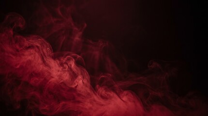 Red fog drifting across dark background, atmospheric abstract scene © fairusaden
