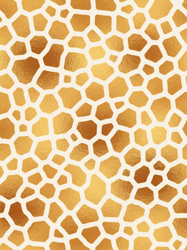 Seamless giraffe print pattern with golden foil texture