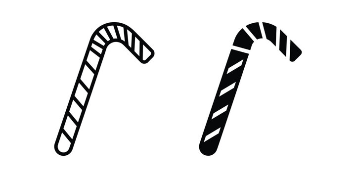 Candy cane vector icon set with striped sweet holiday treats