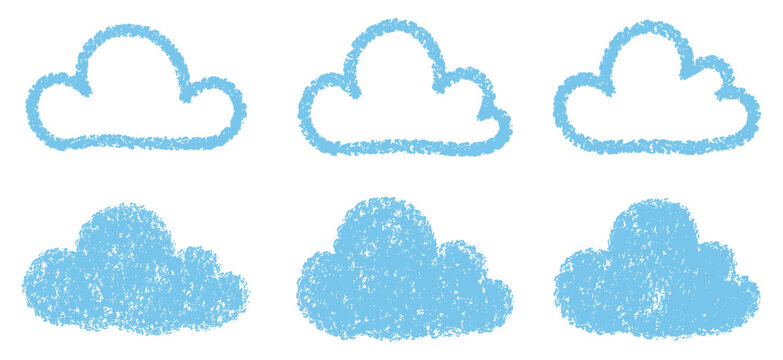 Blue chalk cloud set vector illustration flat style