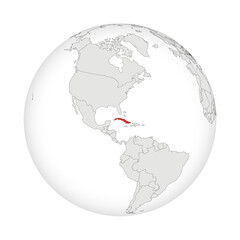 Obraz premium Location map of Cuba.Cuba on globe