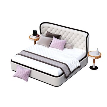 bed isolated on white background, interior furniture, 3D illustration, cg render
