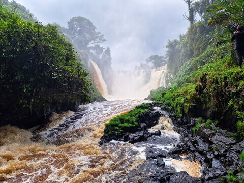 Chutes Kongou, also called the Koungou Falls, a massive cataract about 3.2 kilometres wide and up to 56 metres tall, located in Ivindo National Park in eastern Gabon