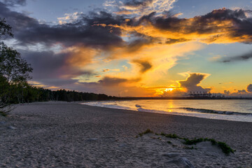 Sunset over the Baltic Sea beach in Gorki Zachodnie, Gdansk. Poland © Patryk Kosmider
