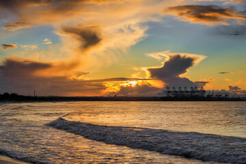 Sunset over the Baltic Sea beach in Gorki Zachodnie, Gdansk. Poland © Patryk Kosmider